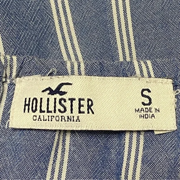 Hollister Blue White Striped Coastal Beachy Nautical Wrap Dress Size Small - Picture 5 of 7